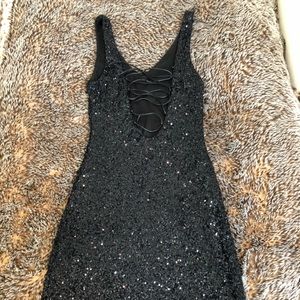 Sexy black sequin dress